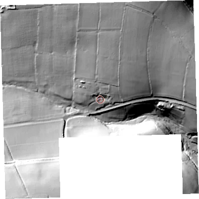 Shaded relief map of the ground around PL67AG, computed from Environment Agency LiDAR. The ground here sits at about 122 m above sea level and falls 70 m across the surrounding 800 m. Surface water reaching this point runs off ground lying to the north, 35.4 m higher.