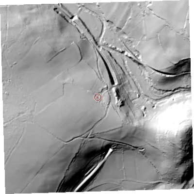 Shaded relief map of the ground around PL67AW, computed from Environment Agency LiDAR. The ground here sits at about 137 m above sea level and falls 92 m across the surrounding 800 m. Surface water reaching this point runs off ground lying to the west-south-west, 21.8 m higher.