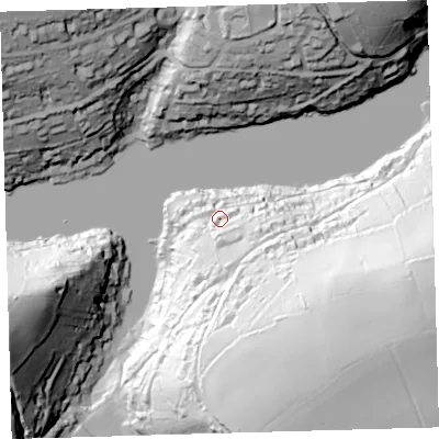 Shaded relief map of the ground around PL81ED, computed from Environment Agency LiDAR. The ground here sits at about 24 m above sea level and falls 98 m across the surrounding 800 m. Surface water reaching this point runs off ground lying to the south-east, 79.6 m higher.