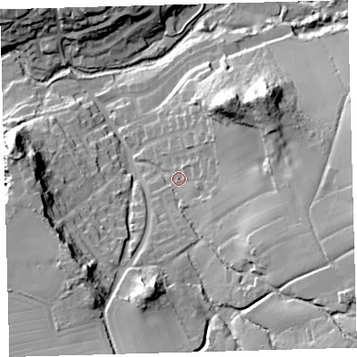 Shaded relief map of the ground around PL82DZ, computed from Environment Agency LiDAR. The ground here sits at about 24 m above sea level and falls 43 m across the surrounding 800 m. Surface water reaching this point runs off ground lying to the south-east, 29.5 m higher.