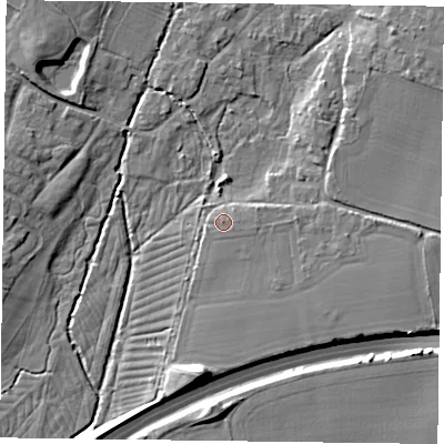 Shaded relief map of the ground around PO108RT, computed from Environment Agency LiDAR. The ground here sits at about 11 m above sea level and falls 11 m across the surrounding 800 m. Surface water reaching this point runs off ground lying to the east, 1.1 m higher.