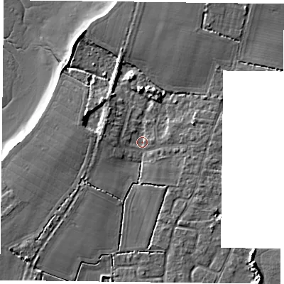 Shaded relief map of the ground around PO110JT, computed from Environment Agency LiDAR. The ground here sits at about 3 m above sea level and falls 10 m across the surrounding 800 m. Surface water reaching this point runs off ground lying to the south-east, 3.9 m higher.