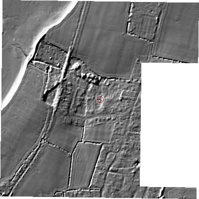 Shaded relief map of the ground around PO110LD, computed from Environment Agency LiDAR. The ground here sits at about 3 m above sea level and falls 10 m across the surrounding 800 m. Surface water reaching this point runs off ground lying to the south-south-east, 3.9 m higher.