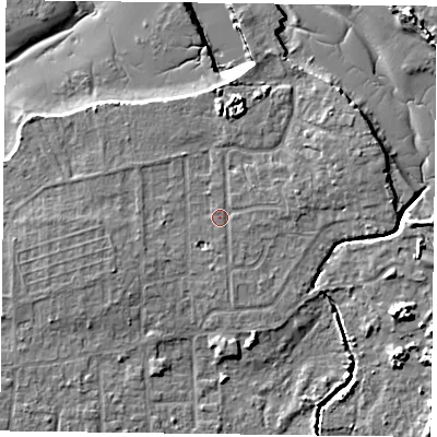 Shaded relief map of the ground around PO119SN, computed from Environment Agency LiDAR. The ground here sits at about 3 m above sea level and falls 9 m across the surrounding 800 m. Surface water reaching this point runs off ground lying to the south, 0.7 m higher.