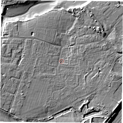 Shaded relief map of the ground around PO122UE, computed from Environment Agency LiDAR. The ground here sits at about 3 m above sea level and falls 11 m across the surrounding 800 m. Surface water reaching this point runs off ground lying to the west-south-west, 1.9 m higher.