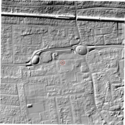 Shaded relief map of the ground around PO169UY, computed from Environment Agency LiDAR. The ground here sits at about 3 m above sea level and falls 15 m across the surrounding 800 m. Surface water reaching this point runs off ground lying to the north-west, 11.3 m higher.