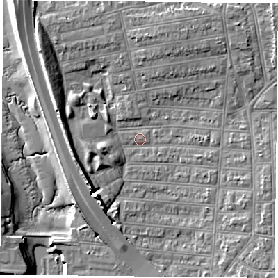 Shaded relief map of the ground around PO28EJ, computed from Environment Agency LiDAR. The ground here sits at about 3 m above sea level and falls 11 m across the surrounding 800 m. Surface water reaching this point runs off ground lying to the south-west, 8.0 m higher.