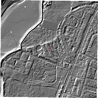 Shaded relief map of the ground around PO29AR, computed from Environment Agency LiDAR. The ground here sits at about 3 m above sea level and falls 12 m across the surrounding 800 m. Surface water reaching this point runs off ground lying to the south, 0.7 m higher.