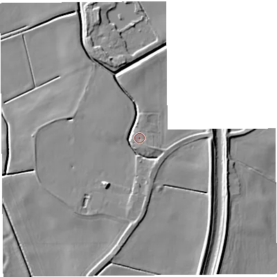 Shaded relief map of the ground around PR269JP, computed from Environment Agency LiDAR. The ground here sits at about 5 m above sea level and falls 6 m across the surrounding 800 m. Surface water reaching this point runs off ground lying to the south-east, 0.6 m higher.