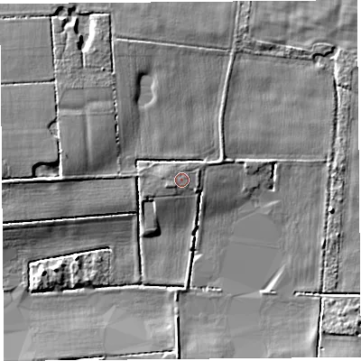 Shaded relief map of the ground around PR269JS, computed from Environment Agency LiDAR. The ground here sits at about 6 m above sea level and falls 6 m across the surrounding 800 m. Surface water reaching this point runs off ground lying to the south-west, 0.6 m higher.