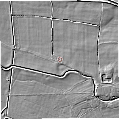 Shaded relief map of the ground around PR30RT, computed from Environment Agency LiDAR. The ground here sits at about 10 m above sea level and falls 6 m across the surrounding 800 m. Surface water reaching this point runs off ground lying to the south-south-east, 1.0 m higher.