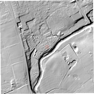 Shaded relief map of the ground around PR31AF, computed from Environment Agency LiDAR. The ground here sits at about 16 m above sea level and falls 14 m across the surrounding 800 m. Surface water reaching this point runs off ground lying to the north-east, 0.5 m higher.
