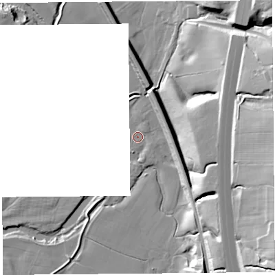 Shaded relief map of the ground around PR31BL, computed from Environment Agency LiDAR. The ground here sits at about 23 m above sea level and falls 29 m across the surrounding 800 m. Surface water reaching this point runs off ground lying to the north-east, 7.9 m higher.
