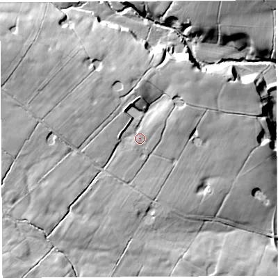 Shaded relief map of the ground around PR32WD, computed from Environment Agency LiDAR. The ground here sits at about 118 m above sea level and falls 19 m across the surrounding 800 m. Surface water reaching this point runs off ground lying to the north, 5.9 m higher.