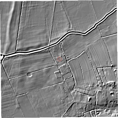 Shaded relief map of the ground around PR45JD, computed from Environment Agency LiDAR. The ground here sits at about 5 m above sea level and falls 6 m across the surrounding 800 m. Surface water reaching this point runs off ground lying to the north-east, 0.8 m higher.