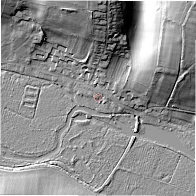 Shaded relief map of the ground around RG170TG, computed from Environment Agency LiDAR. The ground here sits at about 101 m above sea level and falls 38 m across the surrounding 800 m. Surface water reaching this point runs off ground lying to the north-east, 36.2 m higher.