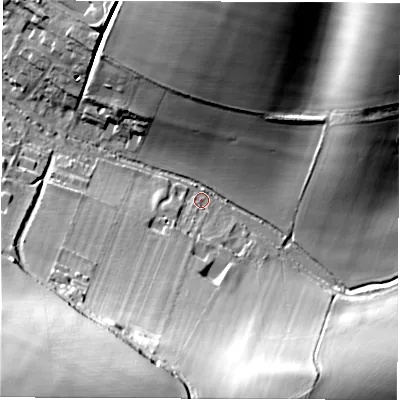 Shaded relief map of the ground around RG177JG, computed from Environment Agency LiDAR. The ground here sits at about 118 m above sea level and falls 67 m across the surrounding 800 m. Surface water reaching this point runs off ground lying to the south-south-west, 50.9 m higher.