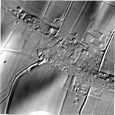 Shaded relief map of the ground around RG177JL, computed from Environment Agency LiDAR. The ground here sits at about 118 m above sea level and falls 41 m across the surrounding 800 m. Surface water reaching this point runs off ground lying to the west-south-west, 32.2 m higher.
