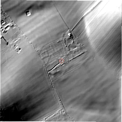 Shaded relief map of the ground around RG178RA, computed from Environment Agency LiDAR. The ground here sits at about 158 m above sea level and falls 43 m across the surrounding 800 m. Surface water reaching this point runs off ground lying to the west, 4.7 m higher.