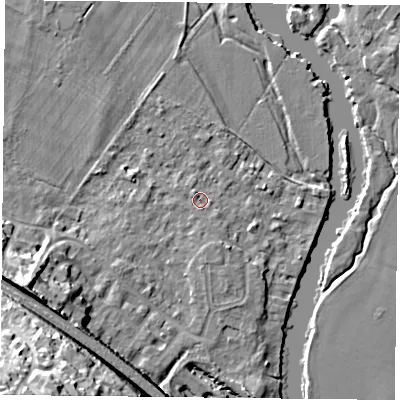 Shaded relief map of the ground around RG88BS, computed from Environment Agency LiDAR. The ground here sits at about 39 m above sea level and falls 32 m across the surrounding 800 m. Surface water reaching this point runs off ground lying to the south-south-east, 1.3 m higher.