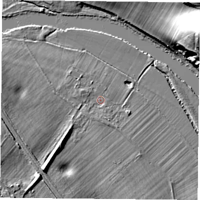 Shaded relief map of the ground around RG89NH, computed from Environment Agency LiDAR. The ground here sits at about 42 m above sea level and falls 42 m across the surrounding 800 m. Surface water reaching this point runs off ground lying to the south-south-east, 1.4 m higher.