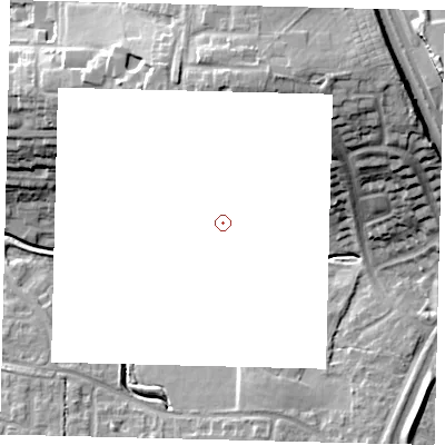 Shaded relief map of the ground around RH118NG, computed from Environment Agency LiDAR. and falls 26 m across the surrounding 800 m.