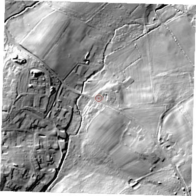 Shaded relief map of the ground around RH162QQ, computed from Environment Agency LiDAR. The ground here sits at about 37 m above sea level and falls 24 m across the surrounding 800 m. Surface water reaching this point runs off ground lying to the south-east, 10.6 m higher.