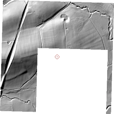 Shaded relief map of the ground around RH76LT, computed from Environment Agency LiDAR. and falls 22 m across the surrounding 800 m.