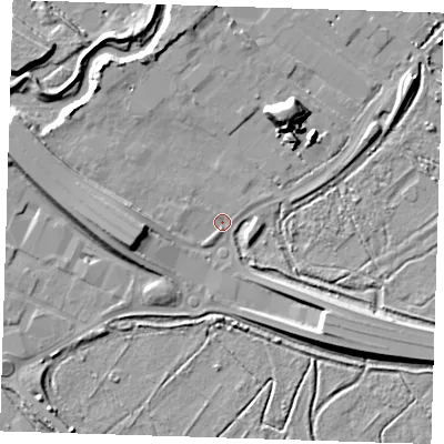 Shaded relief map of the ground around RM139EP, computed from Environment Agency LiDAR. The ground here sits at about 2 m above sea level and falls 11 m across the surrounding 800 m. Surface water reaching this point runs off ground lying to the west-south-west, 7.5 m higher.