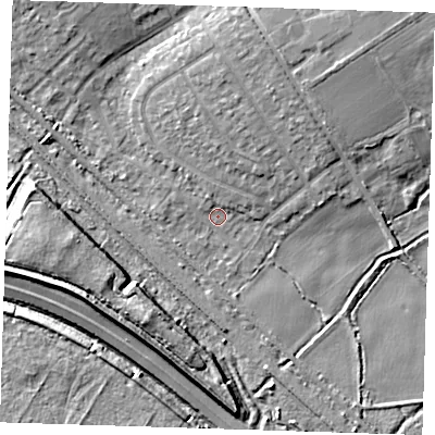 Shaded relief map of the ground around RM139HJ, computed from Environment Agency LiDAR. The ground here sits at about 2 m above sea level and falls 8 m across the surrounding 800 m. Surface water reaching this point runs off ground lying to the north-north-east, 1.7 m higher.
