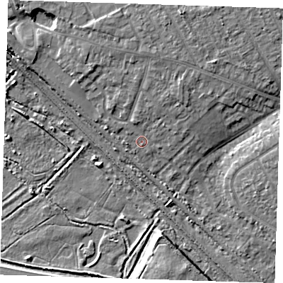 Shaded relief map of the ground around RM139TX, computed from Environment Agency LiDAR. The ground here sits at about 3 m above sea level and falls 8 m across the surrounding 800 m. Surface water reaching this point runs off ground lying to the north, 3.5 m higher.