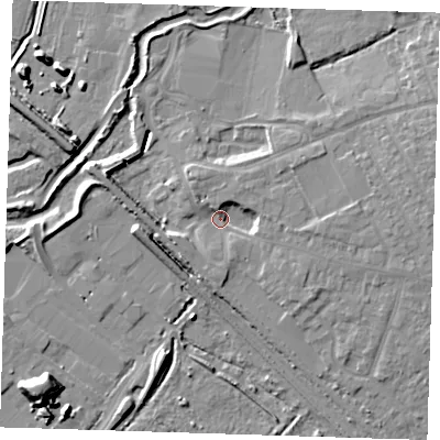 Shaded relief map of the ground around RM139YJ, computed from Environment Agency LiDAR. The ground here sits at about 3 m above sea level and falls 12 m across the surrounding 800 m. Surface water reaching this point runs off ground lying to the north-east, 3.7 m higher.