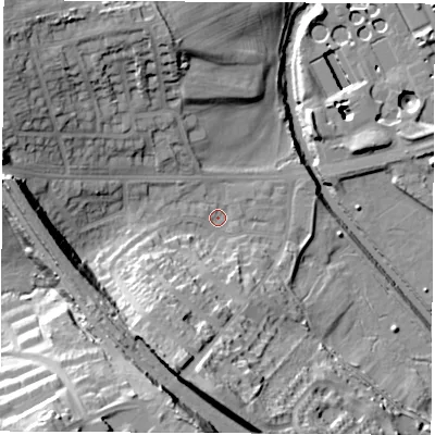 Shaded relief map of the ground around S139WT, computed from Environment Agency LiDAR. The ground here sits at about 34 m above sea level and falls 39 m across the surrounding 800 m. Surface water reaching this point runs off ground lying to the south-south-west, 22.8 m higher.