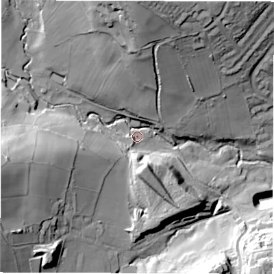 Shaded relief map of the ground around S173AT, computed from Environment Agency LiDAR. The ground here sits at about 161 m above sea level and falls 70 m across the surrounding 800 m. Surface water reaching this point runs off ground lying to the west-south-west, 52.0 m higher.