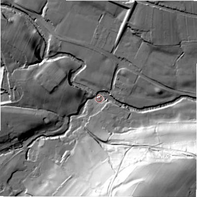Shaded relief map of the ground around S339NG, computed from Environment Agency LiDAR. The ground here sits at about 156 m above sea level and falls 81 m across the surrounding 800 m. Surface water reaching this point runs off ground lying to the south-south-east, 80.0 m higher.