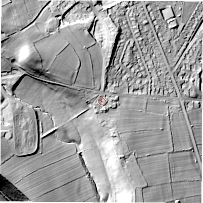 Shaded relief map of the ground around S358QW, computed from Environment Agency LiDAR. The ground here sits at about 220 m above sea level and falls 76 m across the surrounding 800 m. Surface water reaching this point runs off ground lying to the north-west, 3.9 m higher.