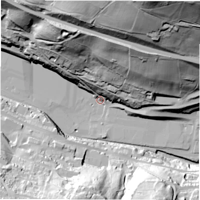 Shaded relief map of the ground around S362BU, computed from Environment Agency LiDAR. The ground here sits at about 152 m above sea level and falls 124 m across the surrounding 800 m. Surface water reaching this point runs off ground lying to the north-north-west, 72.4 m higher.