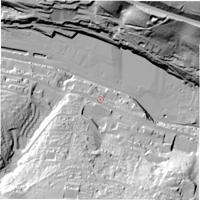 Shaded relief map of the ground around S362DX, computed from Environment Agency LiDAR. The ground here sits at about 162 m above sea level and falls 85 m across the surrounding 800 m. Surface water reaching this point runs off ground lying to the south-west, 6.1 m higher.