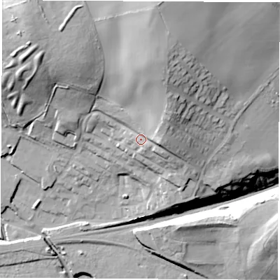 Shaded relief map of the ground around S432PN, computed from Environment Agency LiDAR. The ground here sits at about 81 m above sea level and falls 46 m across the surrounding 800 m. Surface water reaching this point runs off ground lying to the north-east, 11.7 m higher.