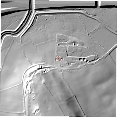 Shaded relief map of the ground around S605RF, computed from Environment Agency LiDAR. The ground here sits at about 37 m above sea level and falls 58 m across the surrounding 800 m. Surface water reaching this point runs off ground lying to the south-south-west, 38.6 m higher.