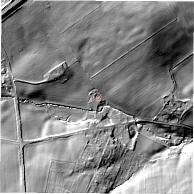 Shaded relief map of the ground around S627UE, computed from Environment Agency LiDAR. The ground here sits at about 81 m above sea level and falls 28 m across the surrounding 800 m. Surface water reaching this point runs off ground lying to the north-west, 20.7 m higher.