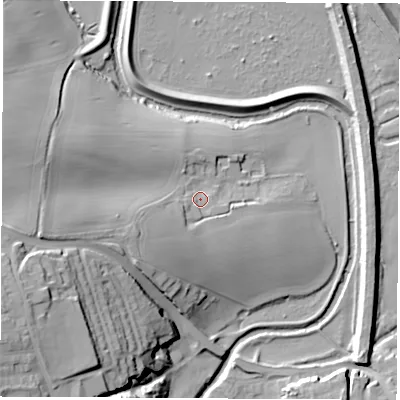 Shaded relief map of the ground around S739HQ, computed from Environment Agency LiDAR. The ground here sits at about 31 m above sea level and falls 37 m across the surrounding 800 m. Surface water reaching this point runs off ground lying to the west-south-west, 10.0 m higher.