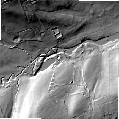 Shaded relief map of the ground around S754AR, computed from Environment Agency LiDAR. The ground here sits at about 89 m above sea level and falls 44 m across the surrounding 800 m. Surface water reaching this point runs off ground lying to the south-south-west, 30.1 m higher.