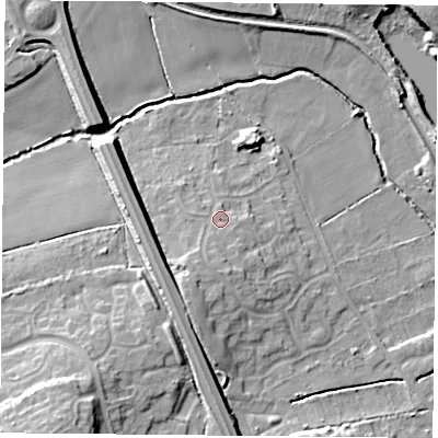 Shaded relief map of the ground around S801YG, computed from Environment Agency LiDAR. The ground here sits at about 37 m above sea level and falls 15 m across the surrounding 800 m. Surface water reaching this point runs off ground lying to the south-south-west, 3.5 m higher.