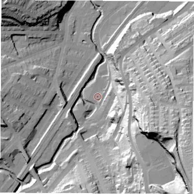 Shaded relief map of the ground around S80UJ, computed from Environment Agency LiDAR. The ground here sits at about 81 m above sea level and falls 91 m across the surrounding 800 m. Surface water reaching this point runs off ground lying to the east-south-east, 1.4 m higher.