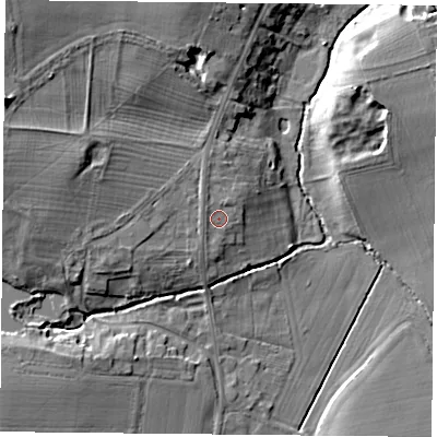 Shaded relief map of the ground around S819EB, computed from Environment Agency LiDAR. The ground here sits at about 30 m above sea level and falls 17 m across the surrounding 800 m. Surface water reaching this point runs off ground lying to the north-west, 0.9 m higher.