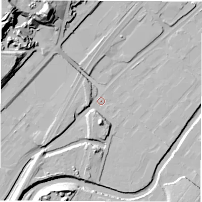 Shaded relief map of the ground around S92SP, computed from Environment Agency LiDAR. The ground here sits at about 39 m above sea level and falls 48 m across the surrounding 800 m. Surface water reaching this point runs off ground lying to the south, 12.4 m higher.