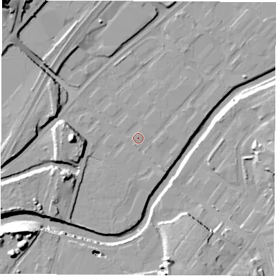 Shaded relief map of the ground around S92TF, computed from Environment Agency LiDAR. The ground here sits at about 39 m above sea level and falls 27 m across the surrounding 800 m. Surface water reaching this point runs off ground lying to the south-south-west, 0.7 m higher.