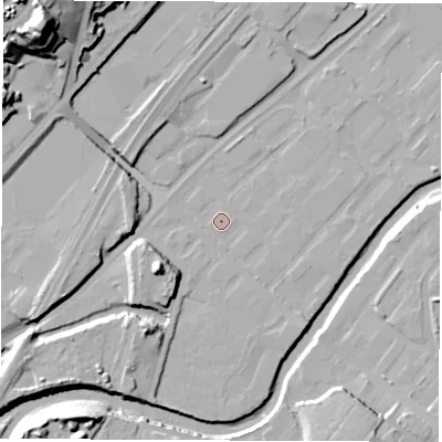 Shaded relief map of the ground around S92TW, computed from Environment Agency LiDAR. The ground here sits at about 39 m above sea level and falls 41 m across the surrounding 800 m. Surface water reaching this point runs off ground lying to the north-west, 0.5 m higher.