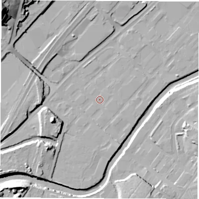 Shaded relief map of the ground around S92UA, computed from Environment Agency LiDAR. The ground here sits at about 39 m above sea level and falls 41 m across the surrounding 800 m. Surface water reaching this point runs off ground lying to the south-south-east, 1.5 m higher.